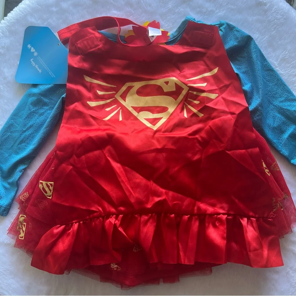 Superman Kids Costume dress NWT 12 months girls with headband and removable cape